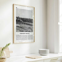 Northern Virginia Print Black and White, Northern Virginia Wall Art, Northern Virginia Poster, Northern Virginia Photo, North Virginia Map