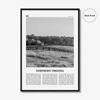 Northern Virginia Print Black and White, Northern Virginia Wall Art, Northern Virginia Poster, Northern Virginia Photo, North Virginia Map