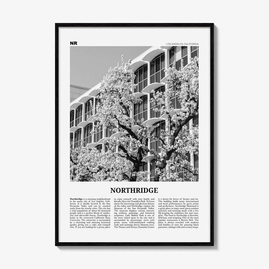 Northridge Print Black and White, Northridge Wall Art, Northridge Poster, Northridge Photo, Northridge Décor, Los Angeles, California, USA