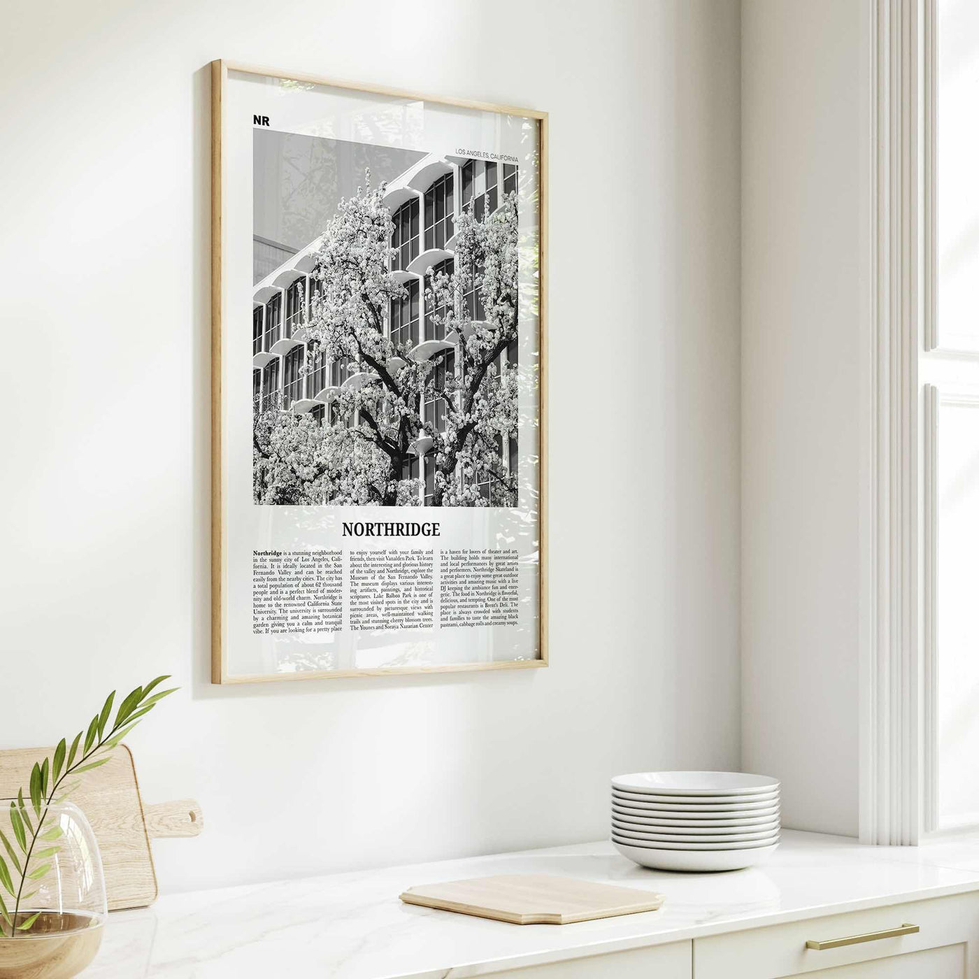 Northridge Print Black and White, Northridge Wall Art, Northridge Poster, Northridge Photo, Northridge Décor, Los Angeles, California, USA