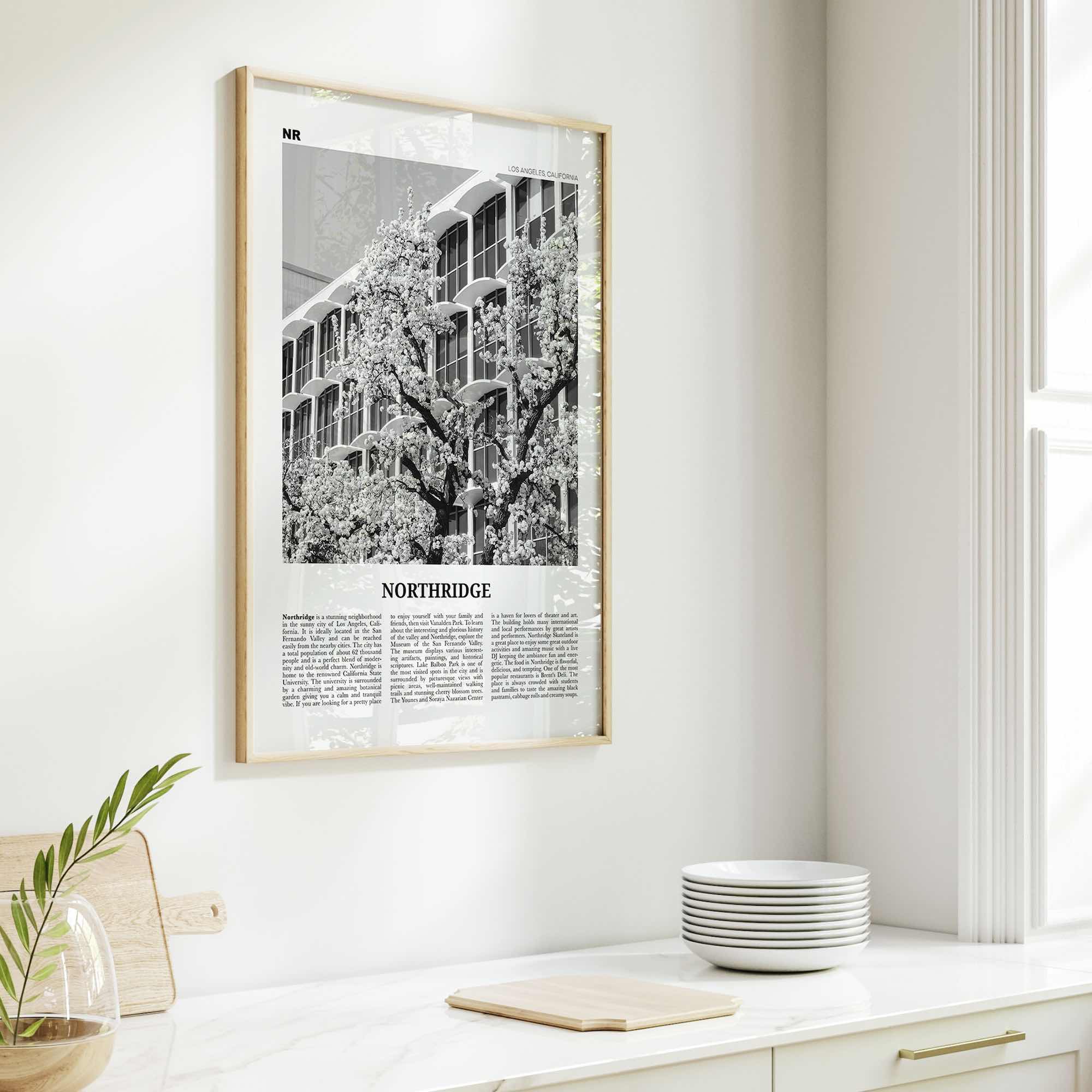 Northridge Print Black and White, Northridge Wall Art, Northridge Poster, Northridge Photo, Northridge Décor, Los Angeles, California, USA