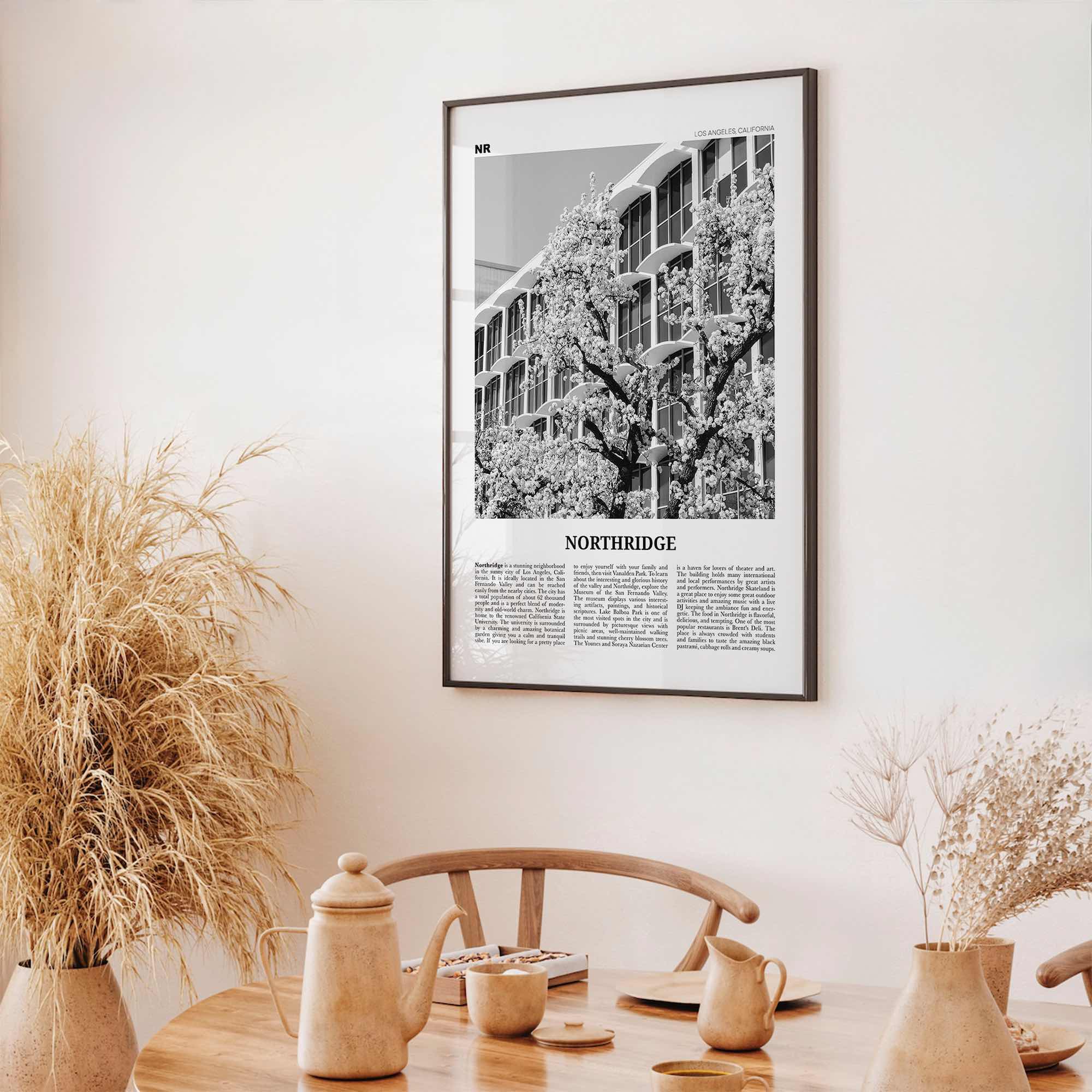 Northridge Print Black and White, Northridge Wall Art, Northridge Poster, Northridge Photo, Northridge Décor, Los Angeles, California, USA