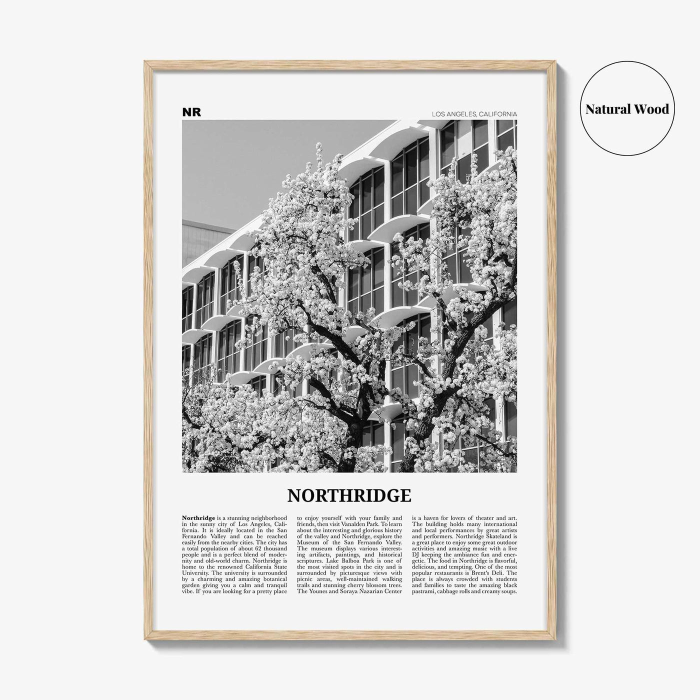 Northridge Print Black and White, Northridge Wall Art, Northridge Poster, Northridge Photo, Northridge Décor, Los Angeles, California, USA