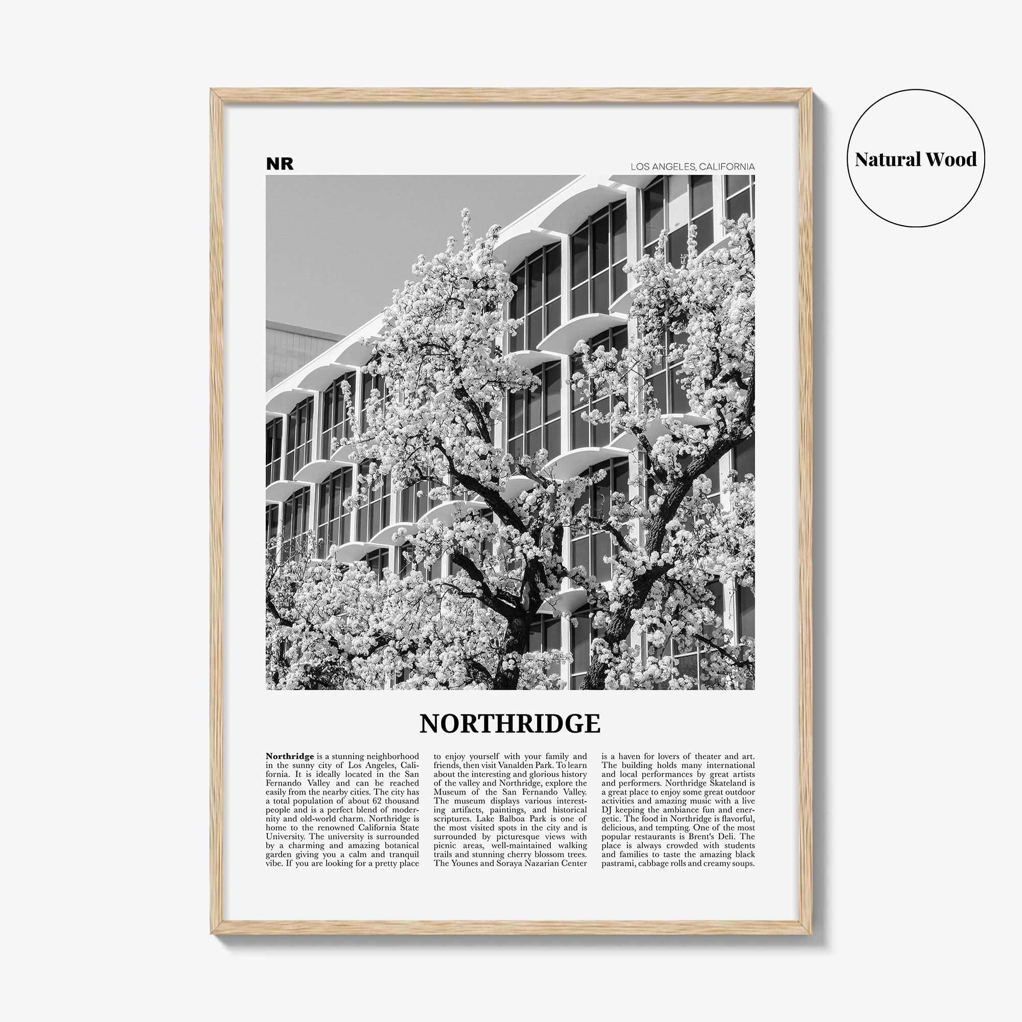 Northridge Print Black and White, Northridge Wall Art, Northridge Poster, Northridge Photo, Northridge Décor, Los Angeles, California, USA