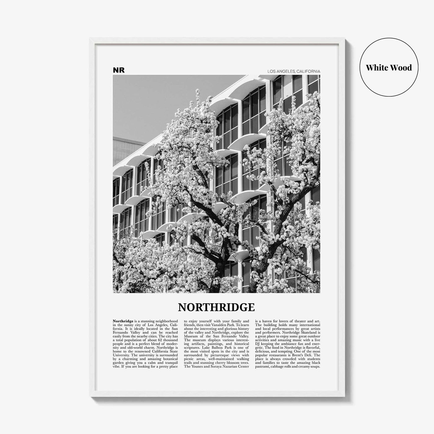 Northridge Print Black and White, Northridge Wall Art, Northridge Poster, Northridge Photo, Northridge Décor, Los Angeles, California, USA