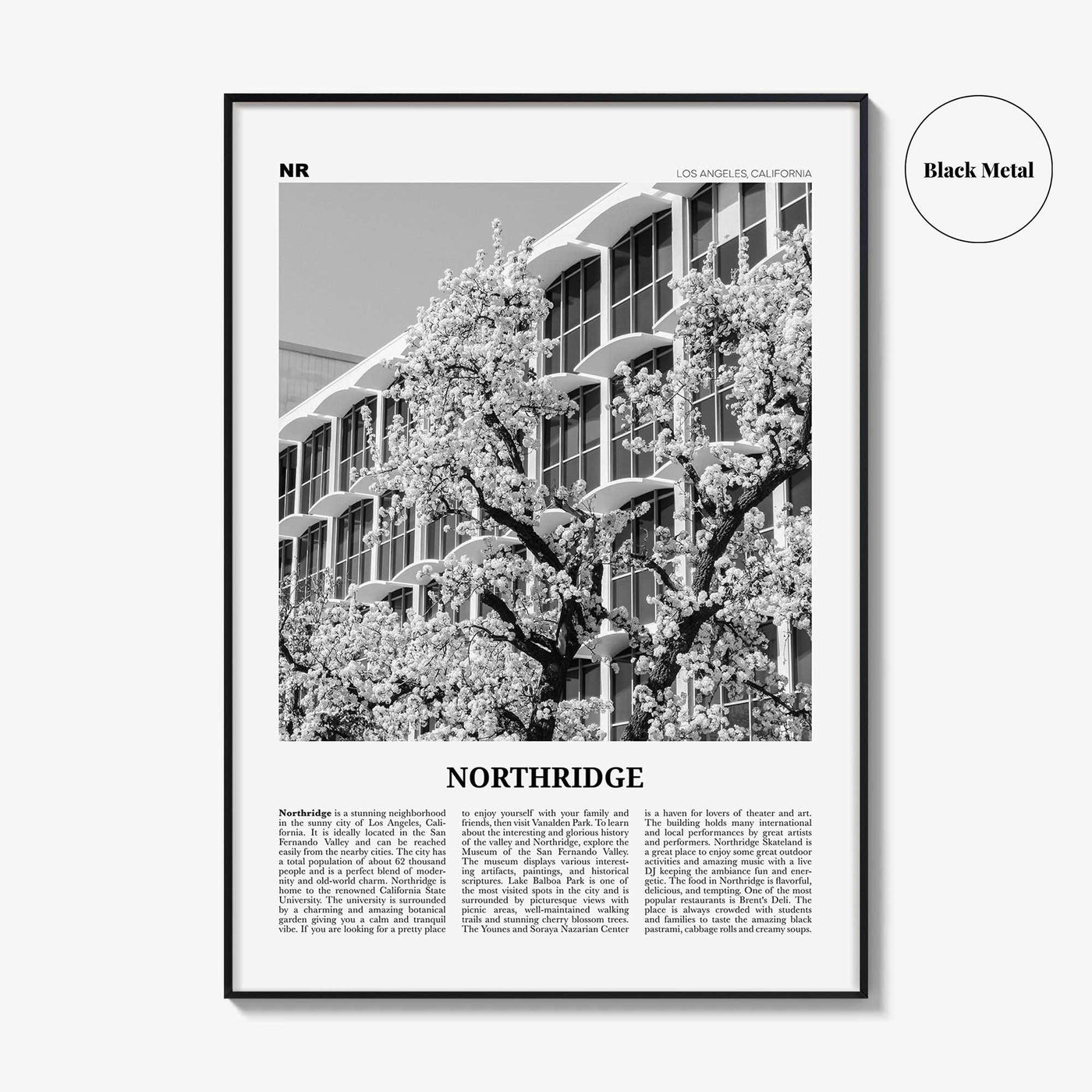 Northridge Print Black and White, Northridge Wall Art, Northridge Poster, Northridge Photo, Northridge Décor, Los Angeles, California, USA