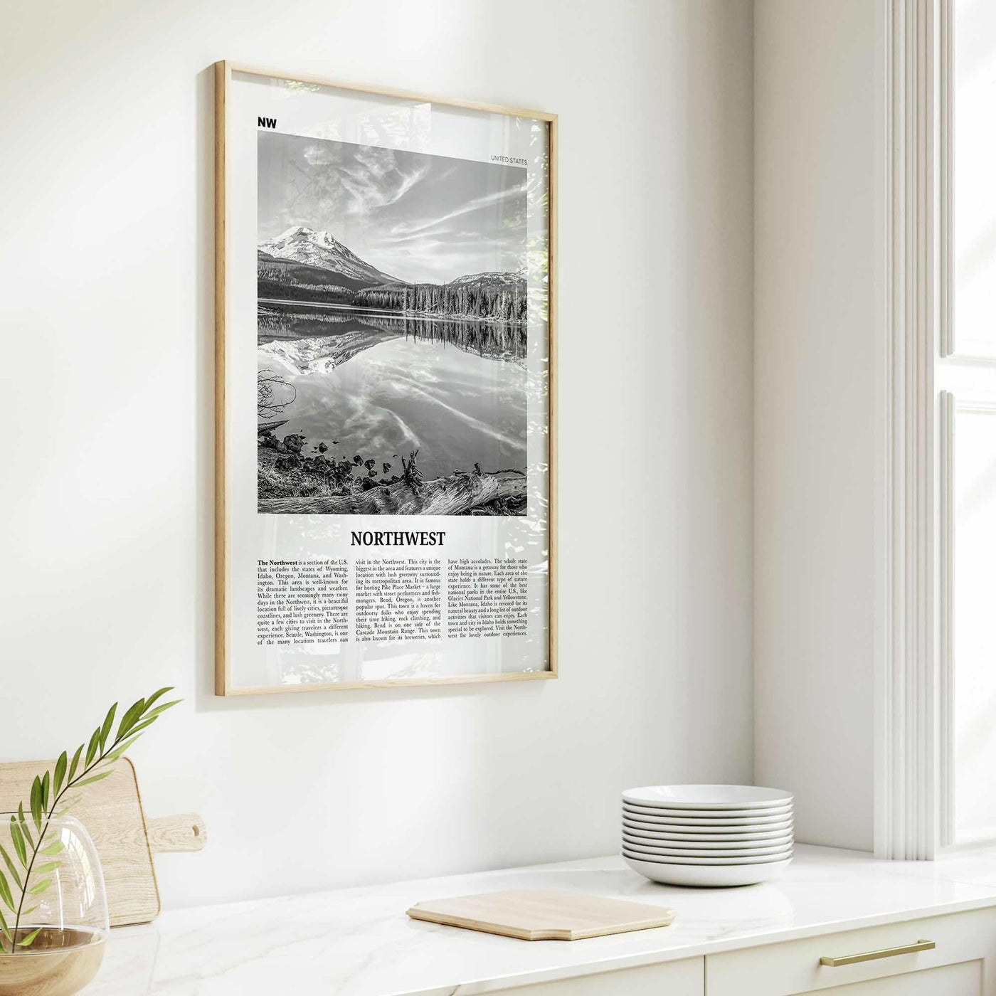 Northwest Print Black and White, Northwest Wall Art, Northwest Poster, Northwest Photo, Northwest Wall Décor, Northwest Map, United States