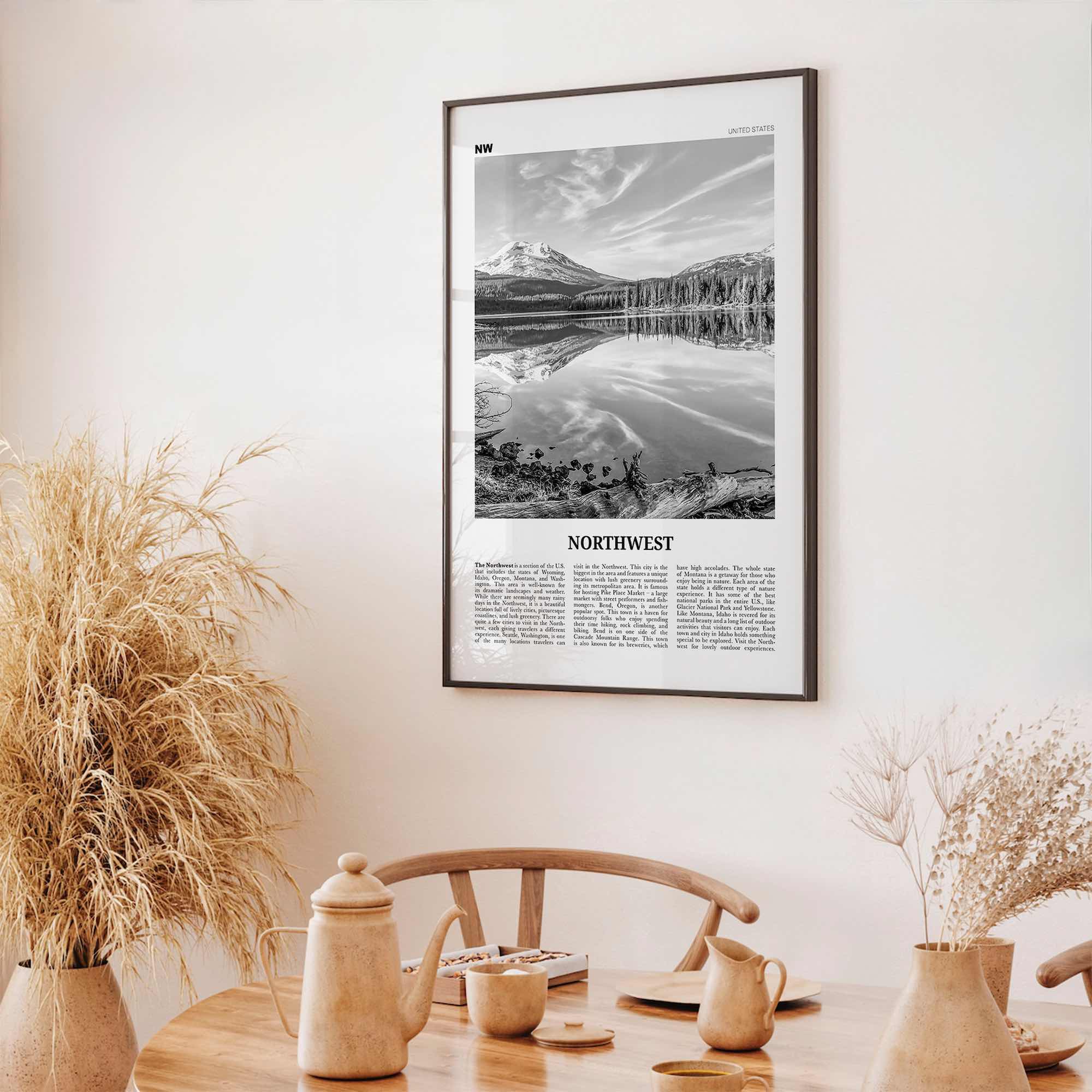 Northwest Print Black and White, Northwest Wall Art, Northwest Poster, Northwest Photo, Northwest Wall Décor, Northwest Map, United States