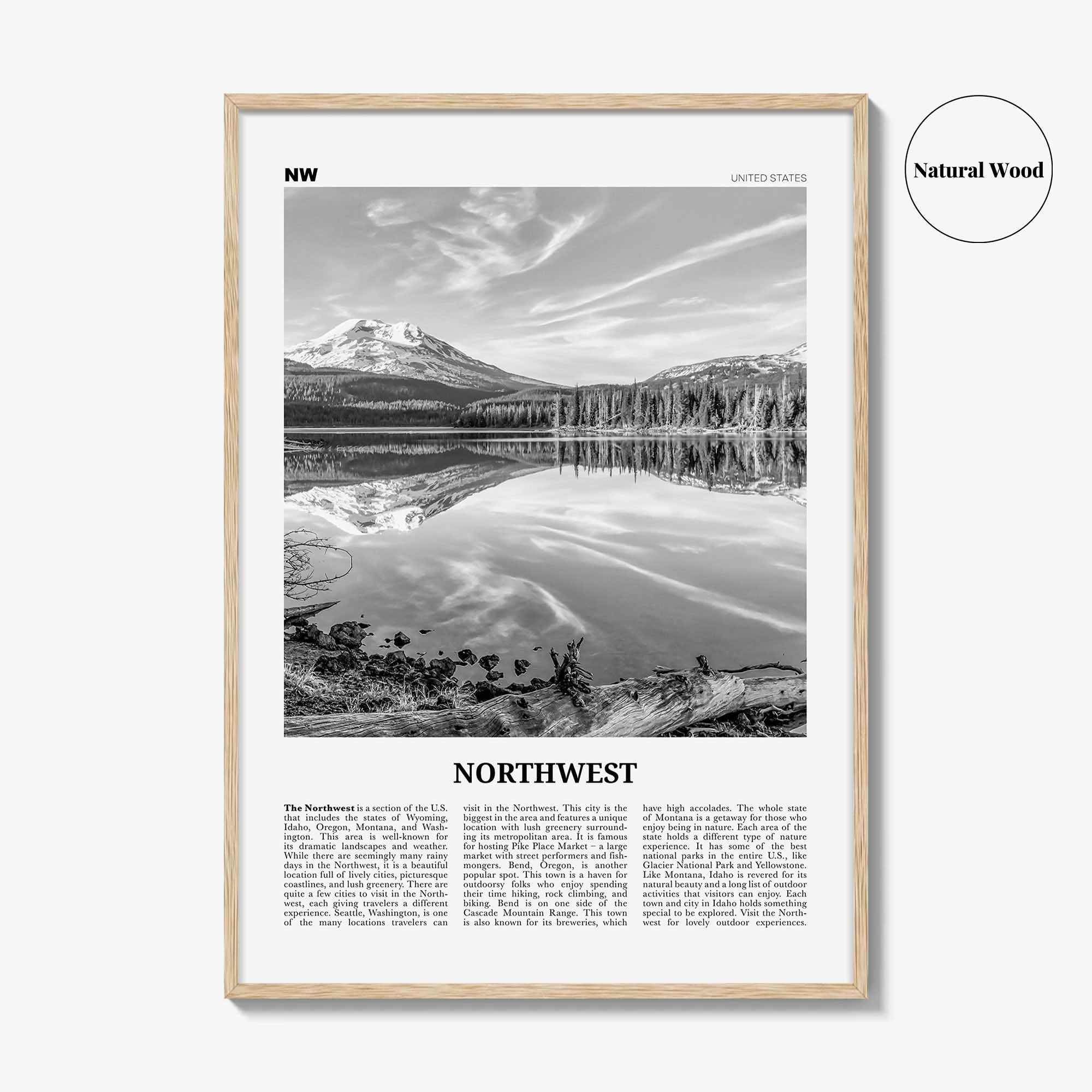 Northwest Print Black and White, Northwest Wall Art, Northwest Poster, Northwest Photo, Northwest Wall Décor, Northwest Map, United States