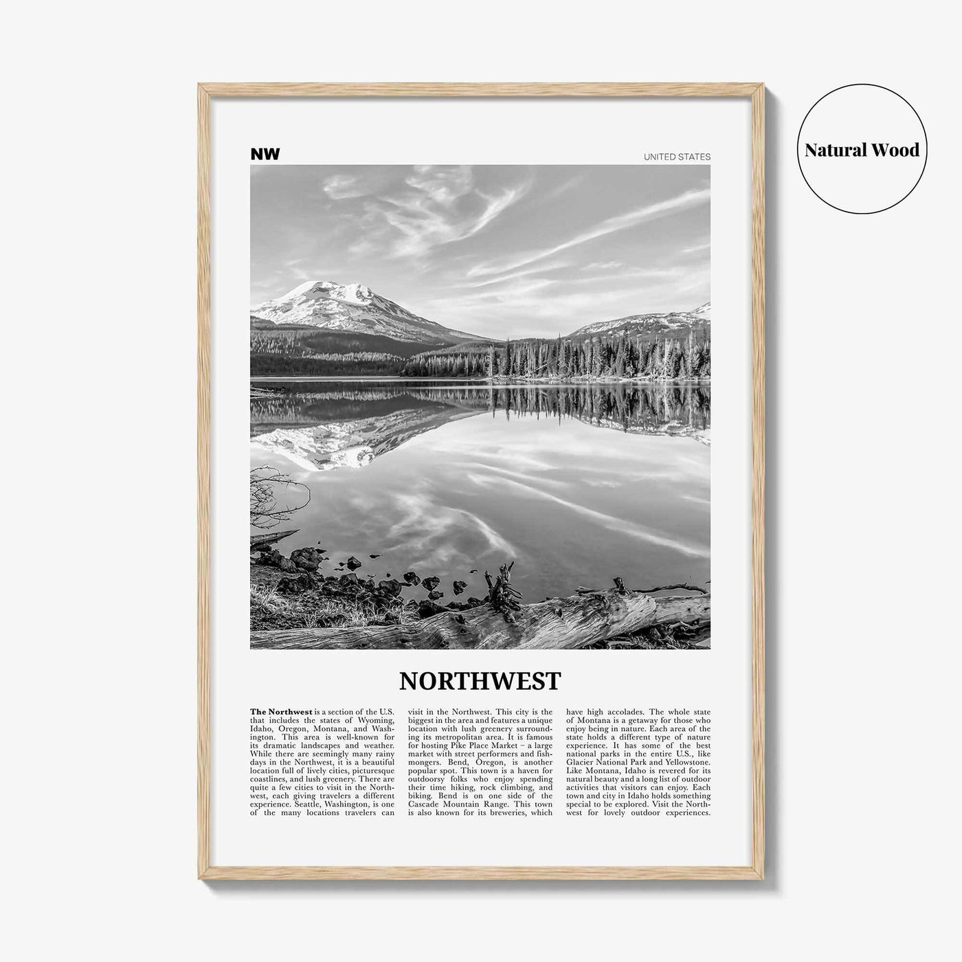 Northwest Print Black and White, Northwest Wall Art, Northwest Poster, Northwest Photo, Northwest Wall Décor, Northwest Map, United States