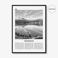 Northwest Print Black and White, Northwest Wall Art, Northwest Poster, Northwest Photo, Northwest Wall Décor, Northwest Map, United States