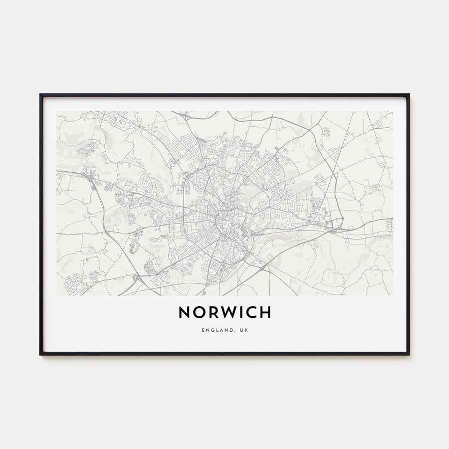 Norwich Map Landscape Poster