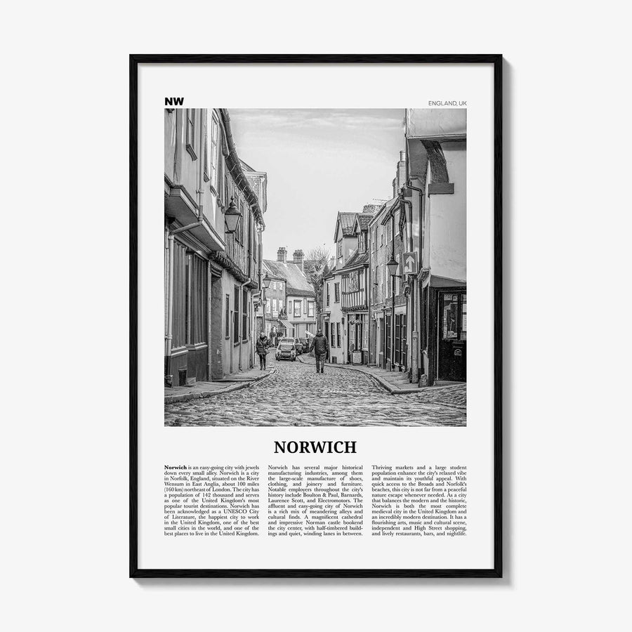 Norwich Print Black and White, Norwich Wall Art, Norwich Poster, Norwich Photo, Norwich Wall Decor, England, UK, United Kingdom, Europe