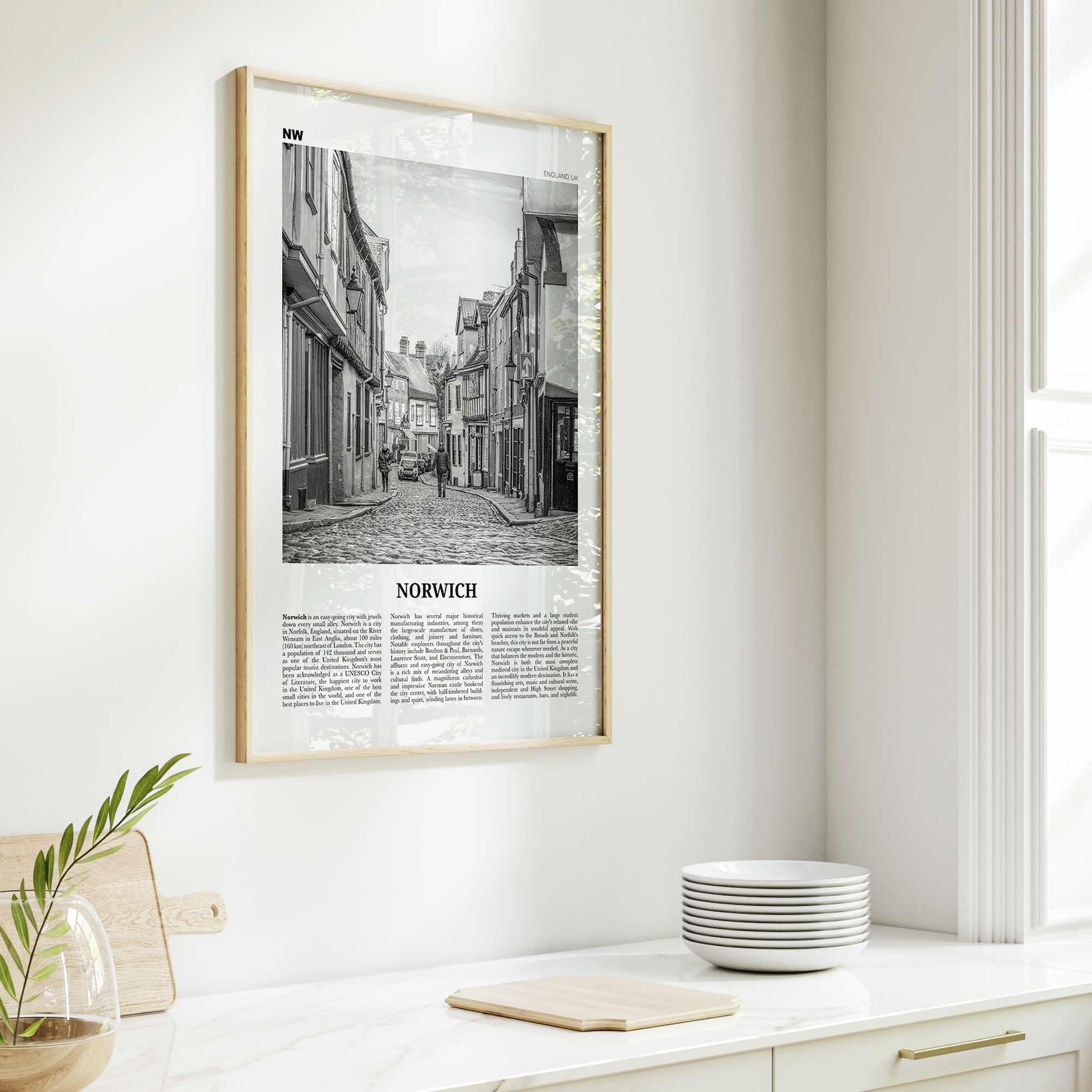 Norwich Print Black and White, Norwich Wall Art, Norwich Poster, Norwich Photo, Norwich Wall Decor, England, UK, United Kingdom, Europe