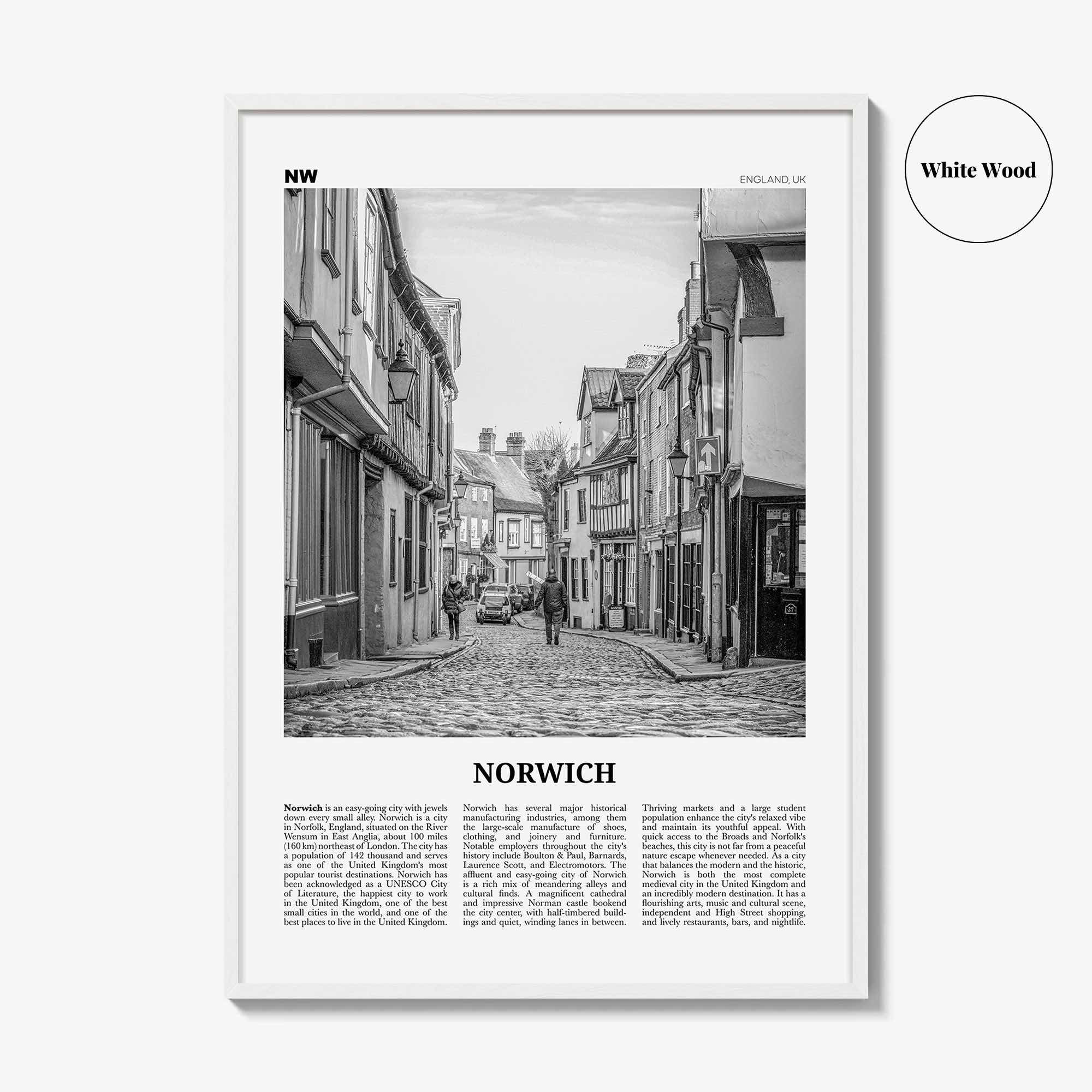 Norwich Print Black and White, Norwich Wall Art, Norwich Poster, Norwich Photo, Norwich Wall Decor, England, UK, United Kingdom, Europe