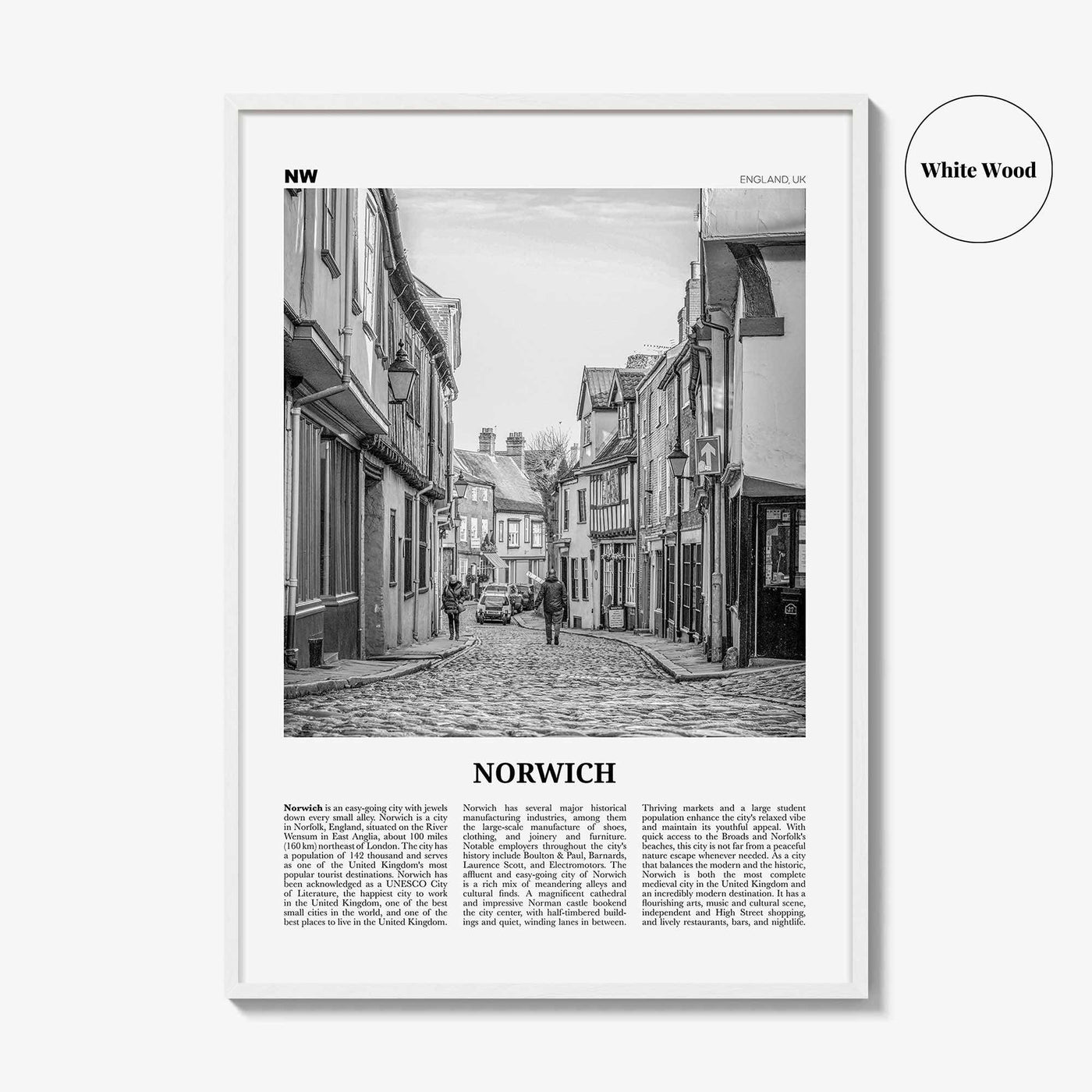 Norwich Print Black and White, Norwich Wall Art, Norwich Poster, Norwich Photo, Norwich Wall Decor, England, UK, United Kingdom, Europe