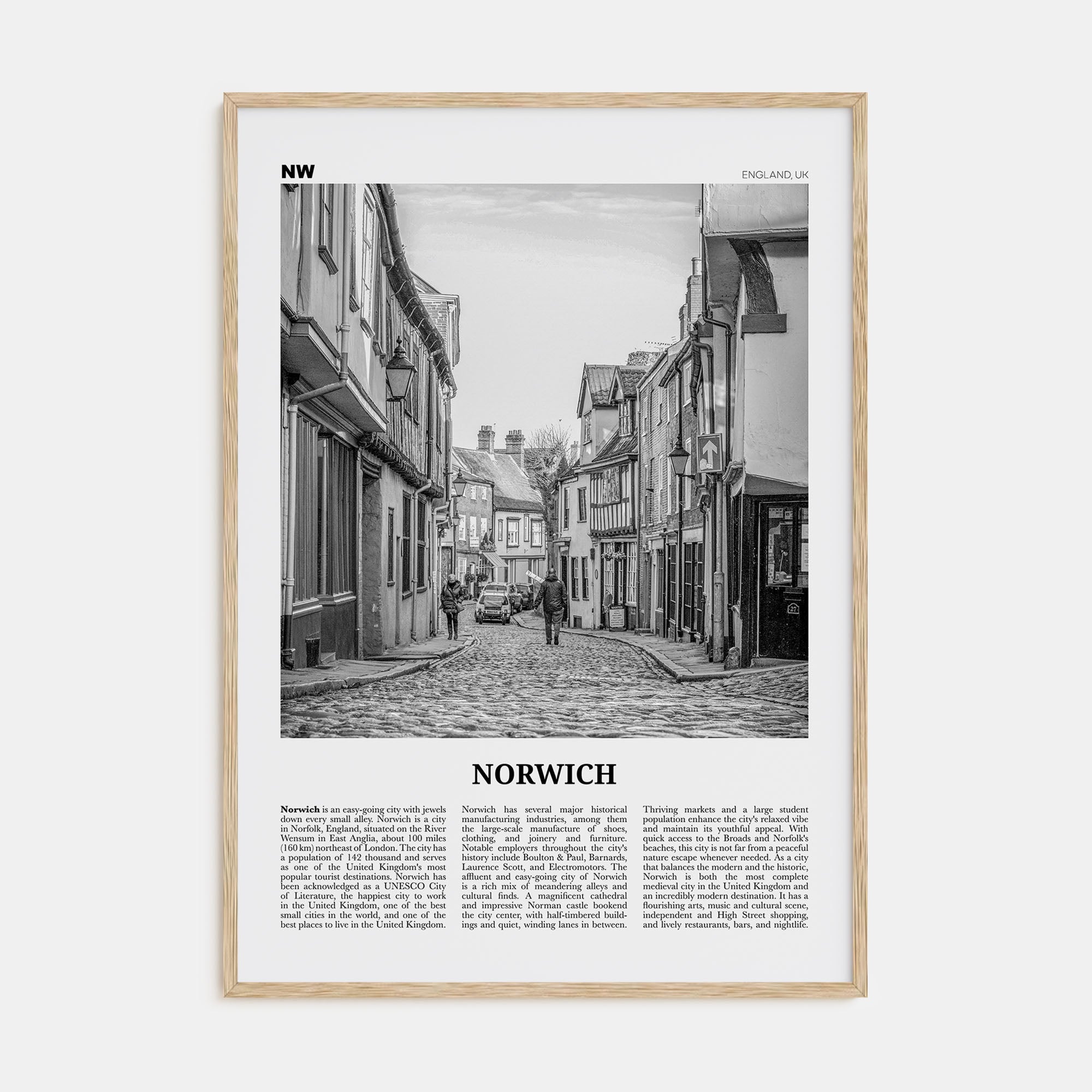 Norwich Travel B&W Poster