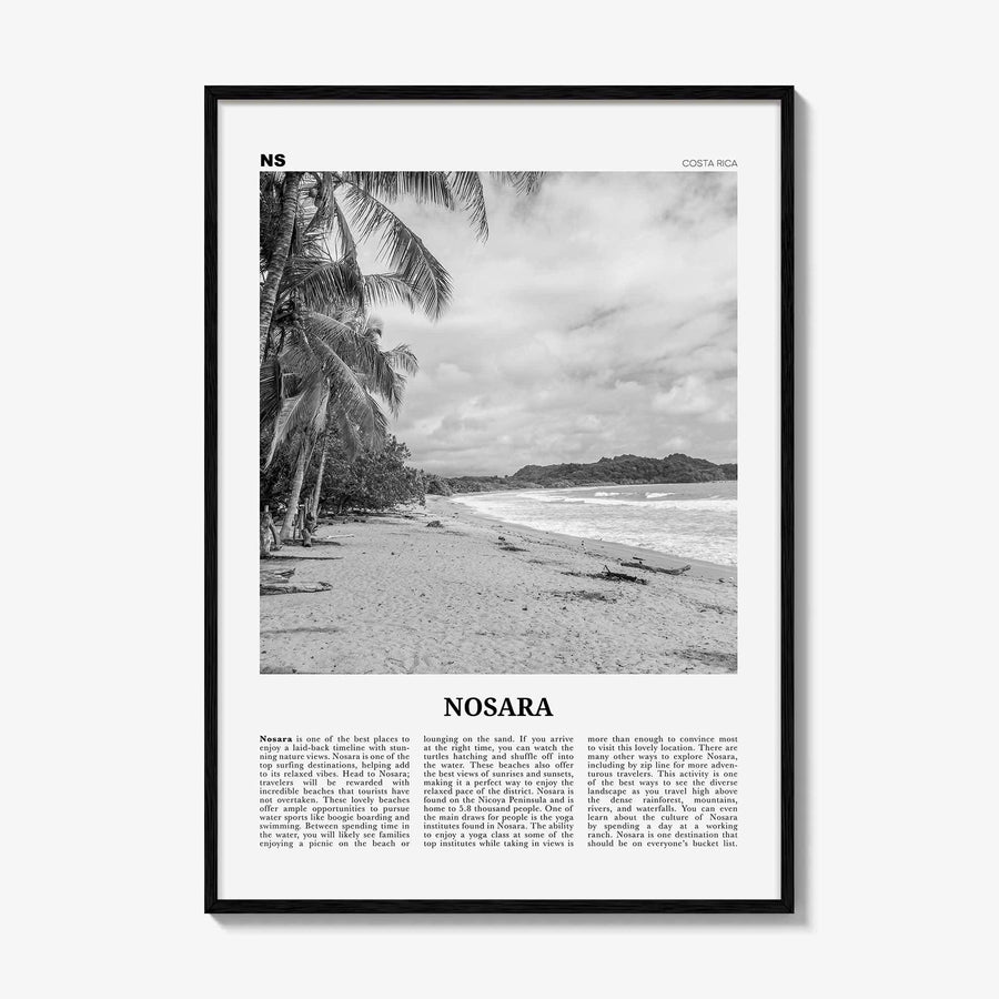 Nosara Print Black and White, Nosara Wall Art, Nosara Poster, Nosara Photo, Nosara Wall Décor, Nosara Map, Costa Rica