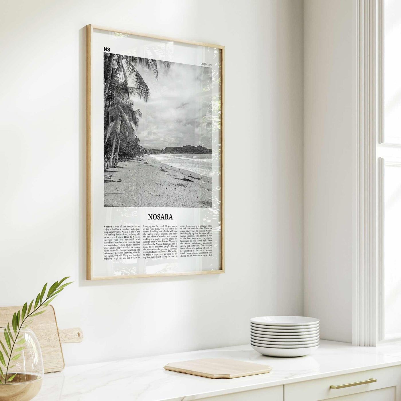 Nosara Print Black and White, Nosara Wall Art, Nosara Poster, Nosara Photo, Nosara Wall Décor, Nosara Map, Costa Rica