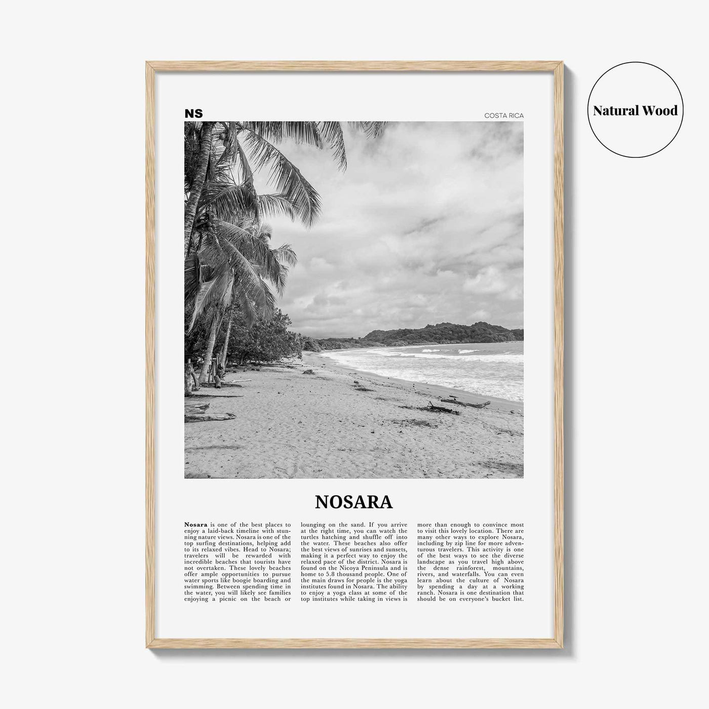 Nosara Print Black and White, Nosara Wall Art, Nosara Poster, Nosara Photo, Nosara Wall Décor, Nosara Map, Costa Rica