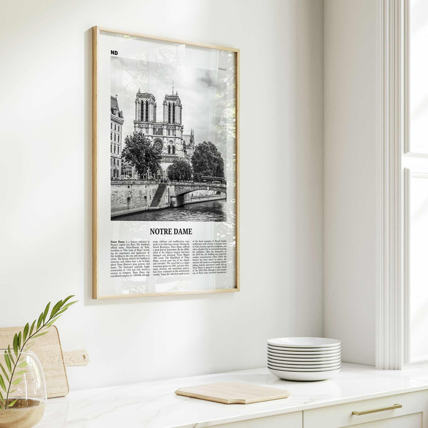 Notre Dame Print Black and White France, Notre Dame Wall Art, Notre Dame Poster, Notre Dame Photo, Notre Dame Map, France