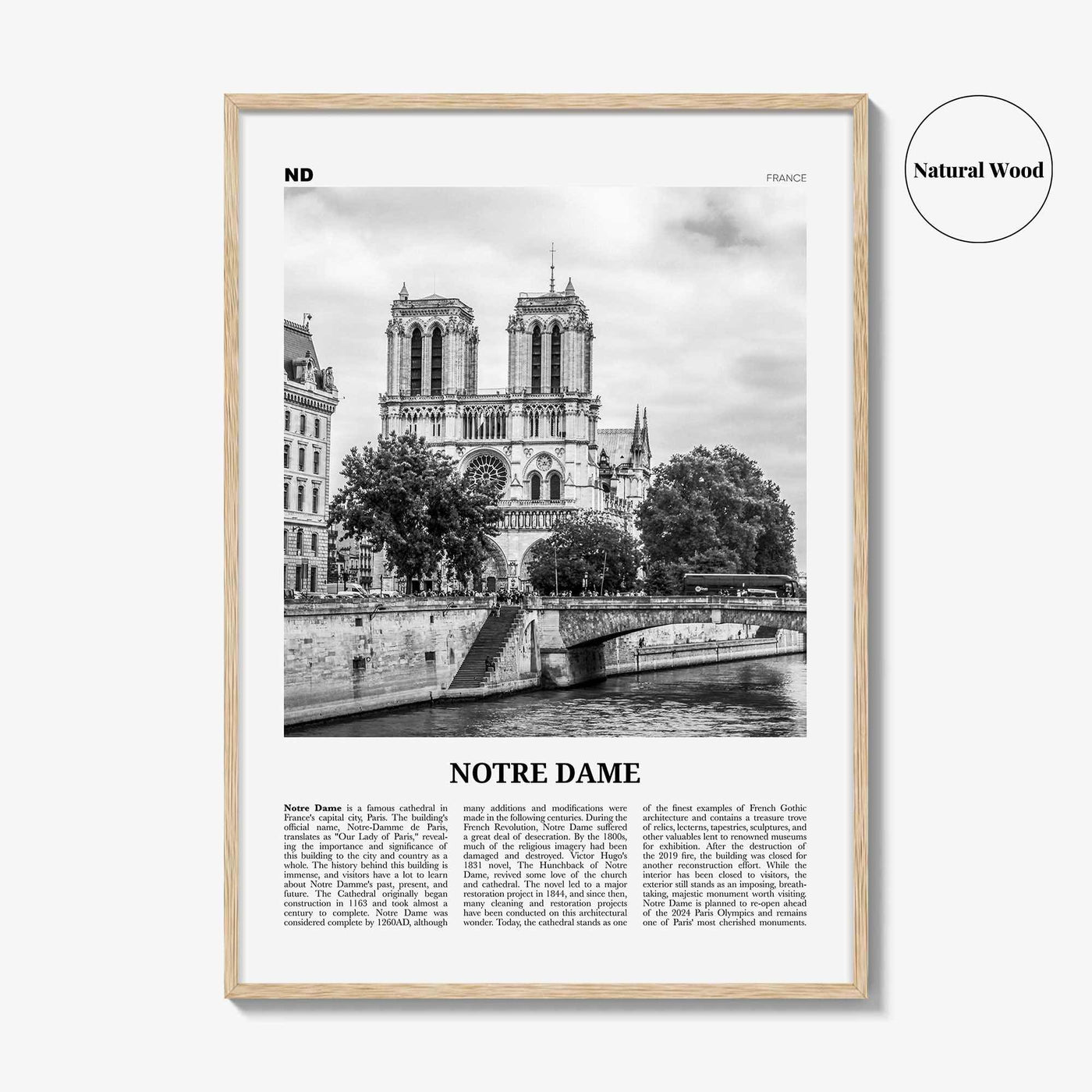 Notre Dame Print Black and White France, Notre Dame Wall Art, Notre Dame Poster, Notre Dame Photo, Notre Dame Map, France