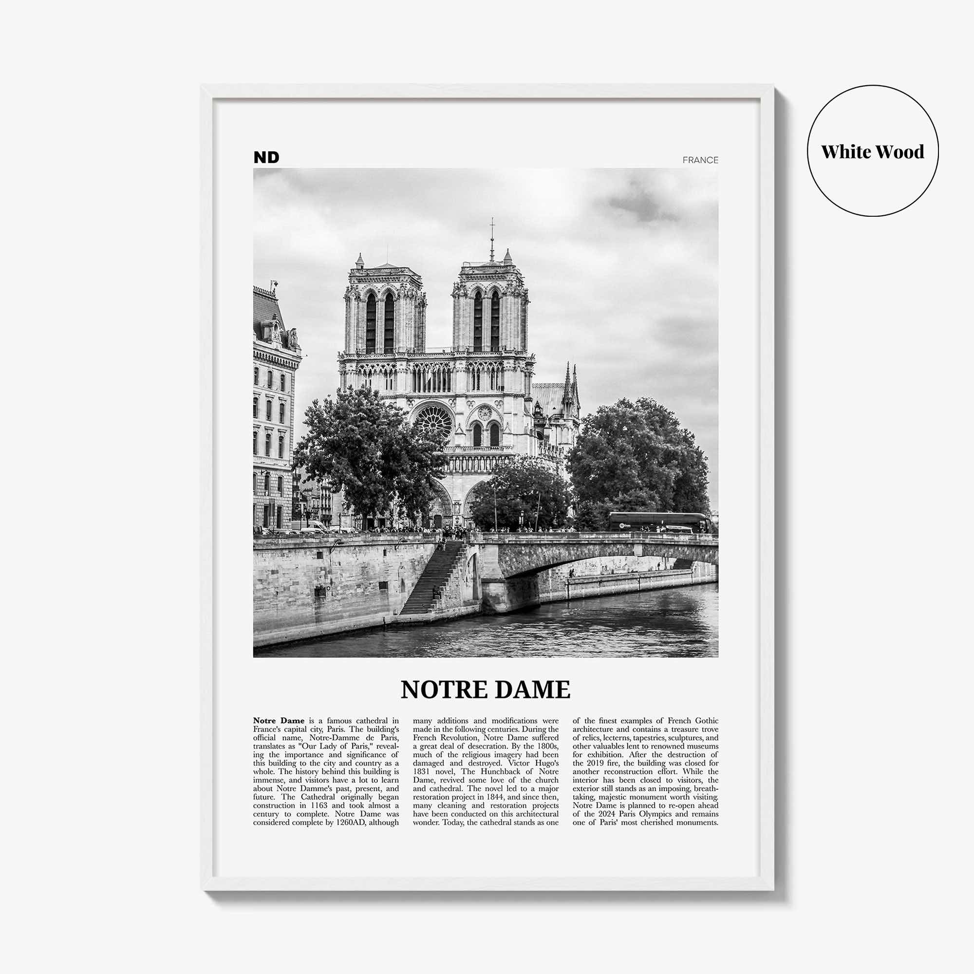 Notre Dame Print Black and White France, Notre Dame Wall Art, Notre Dame Poster, Notre Dame Photo, Notre Dame Map, France