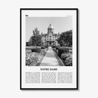 Notre Dame Print Black and White Indiana, Notre Dame Wall Art, Notre Dame Poster, Notre Dame Photo, Notre Dame Map, Indiana, United States