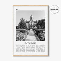 Notre Dame Print Black and White Indiana, Notre Dame Wall Art, Notre Dame Poster, Notre Dame Photo, Notre Dame Map, Indiana, United States