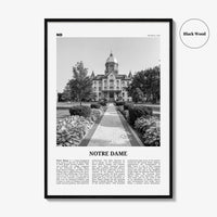 Notre Dame Print Black and White Indiana, Notre Dame Wall Art, Notre Dame Poster, Notre Dame Photo, Notre Dame Map, Indiana, United States