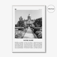 Notre Dame Print Black and White Indiana, Notre Dame Wall Art, Notre Dame Poster, Notre Dame Photo, Notre Dame Map, Indiana, United States