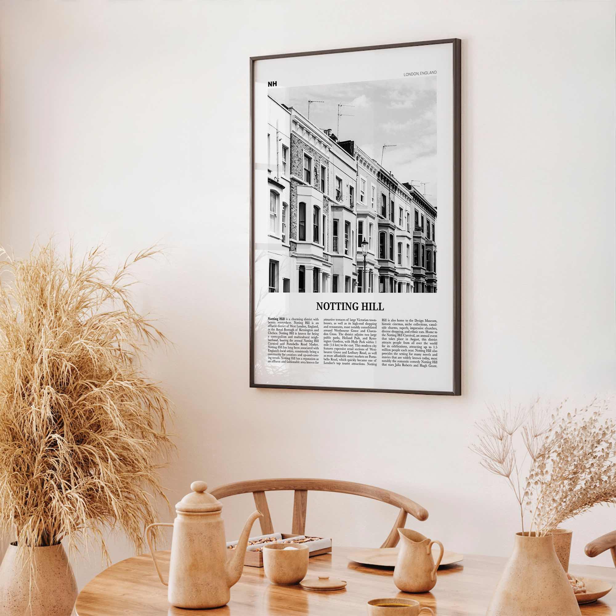 Notting Hill Print Black and White, Notting Hill Wall Art, Notting Hill Poster, Notting Hill Photo, London, England UK United Kingdom Europe