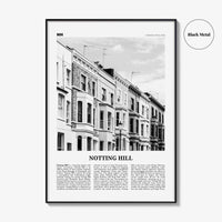 Notting Hill Print Black and White, Notting Hill Wall Art, Notting Hill Poster, Notting Hill Photo, London, England UK United Kingdom Europe