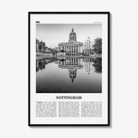 Nottingham Print Black and White, Nottingham Wall Art, Nottingham Poster, Nottingham Photo, Nottingham Décor, England, UK, United Kingdom