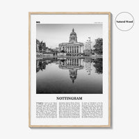 Nottingham Print Black and White, Nottingham Wall Art, Nottingham Poster, Nottingham Photo, Nottingham Décor, England, UK, United Kingdom