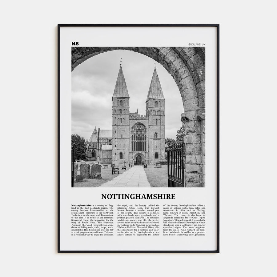 Nottinghamshire Travel B&W Poster