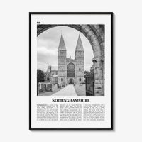 Nottinghamshire Print Black and White, Nottinghamshire Wall Art, Nottinghamshire Poster, Nottinghamshire Photo, Nottinghamshire Map, England