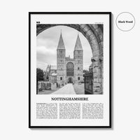 Nottinghamshire Print Black and White, Nottinghamshire Wall Art, Nottinghamshire Poster, Nottinghamshire Photo, Nottinghamshire Map, England