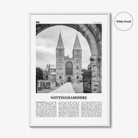 Nottinghamshire Print Black and White, Nottinghamshire Wall Art, Nottinghamshire Poster, Nottinghamshire Photo, Nottinghamshire Map, England