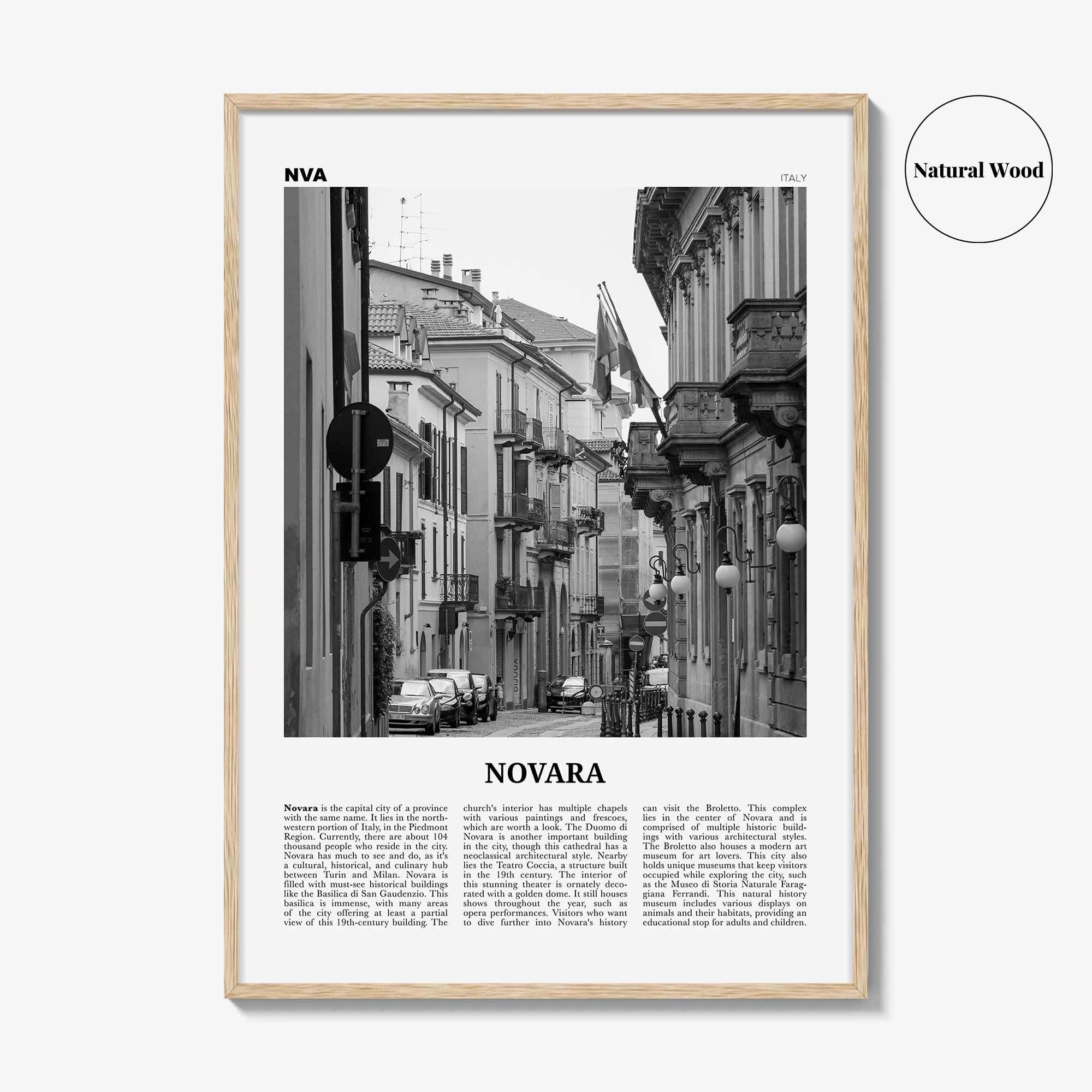 Novara Print Black and White, Novara Wall Art, Novara Poster, Novara Photo, Novara Wall Décor, Novara Map, Italy
