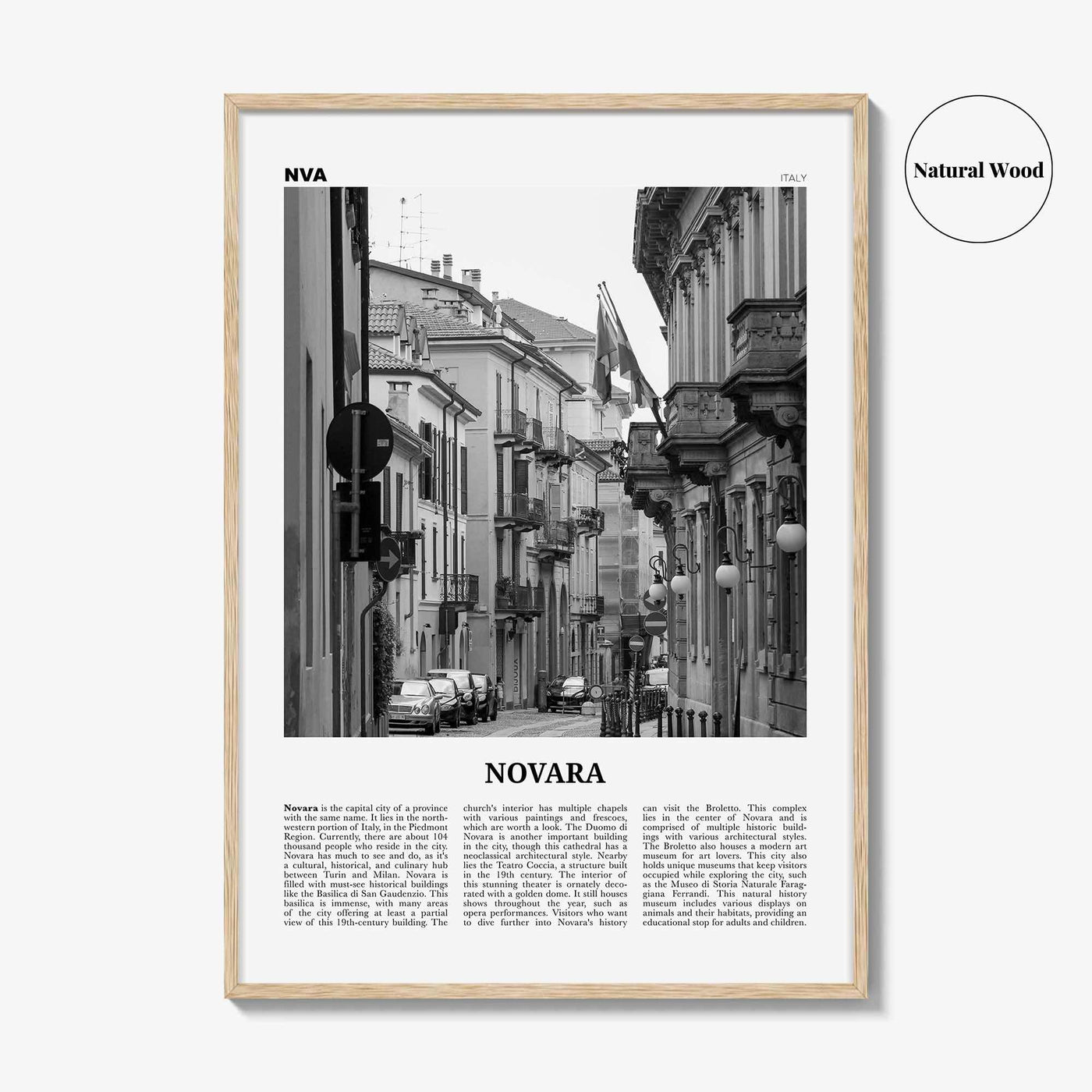 Novara Print Black and White, Novara Wall Art, Novara Poster, Novara Photo, Novara Wall Décor, Novara Map, Italy
