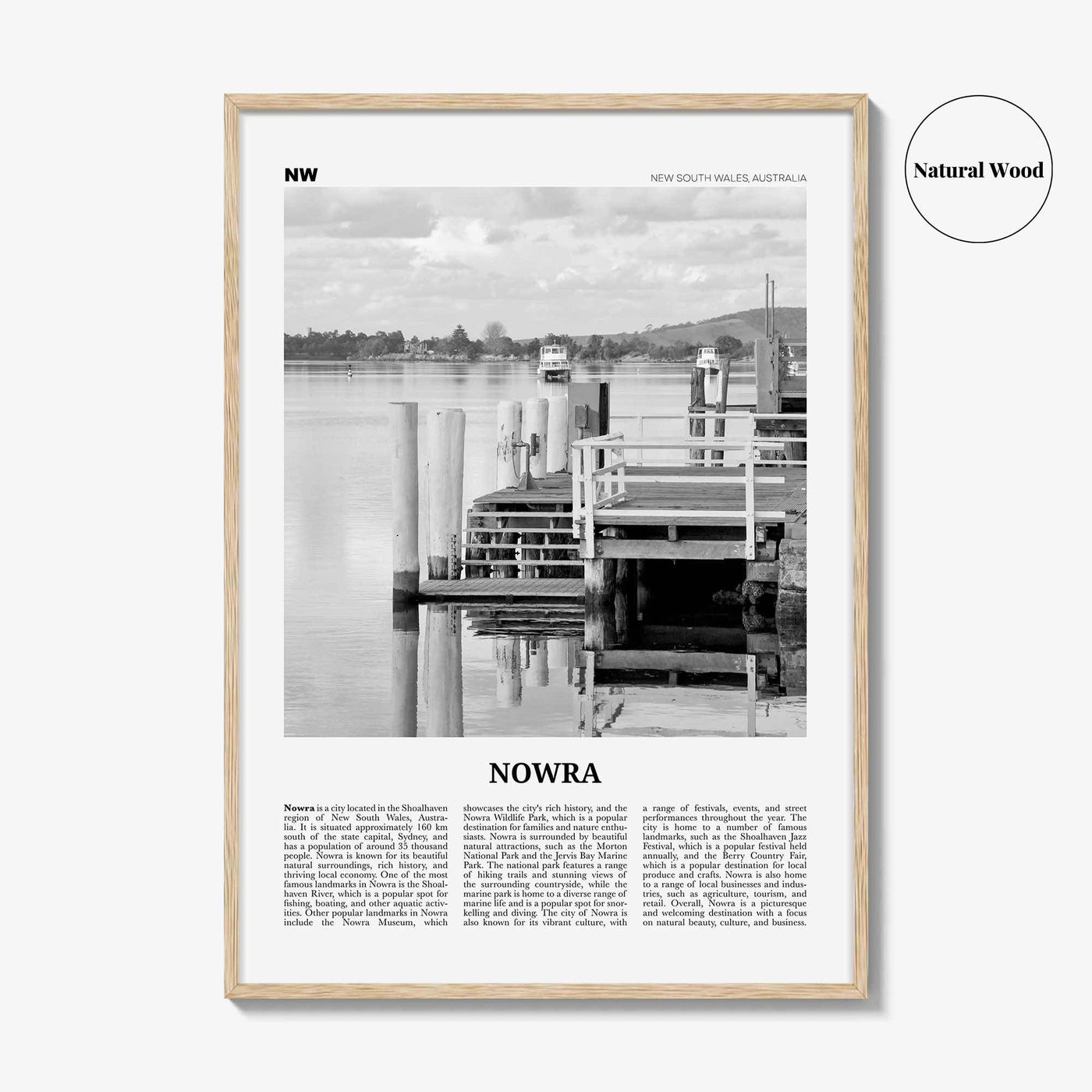 Nowra Print Black and White, Nowra Wall Art, Nowra Poster, Nowra Photo, Nowra Wall Décor, Nowra Map, Australia