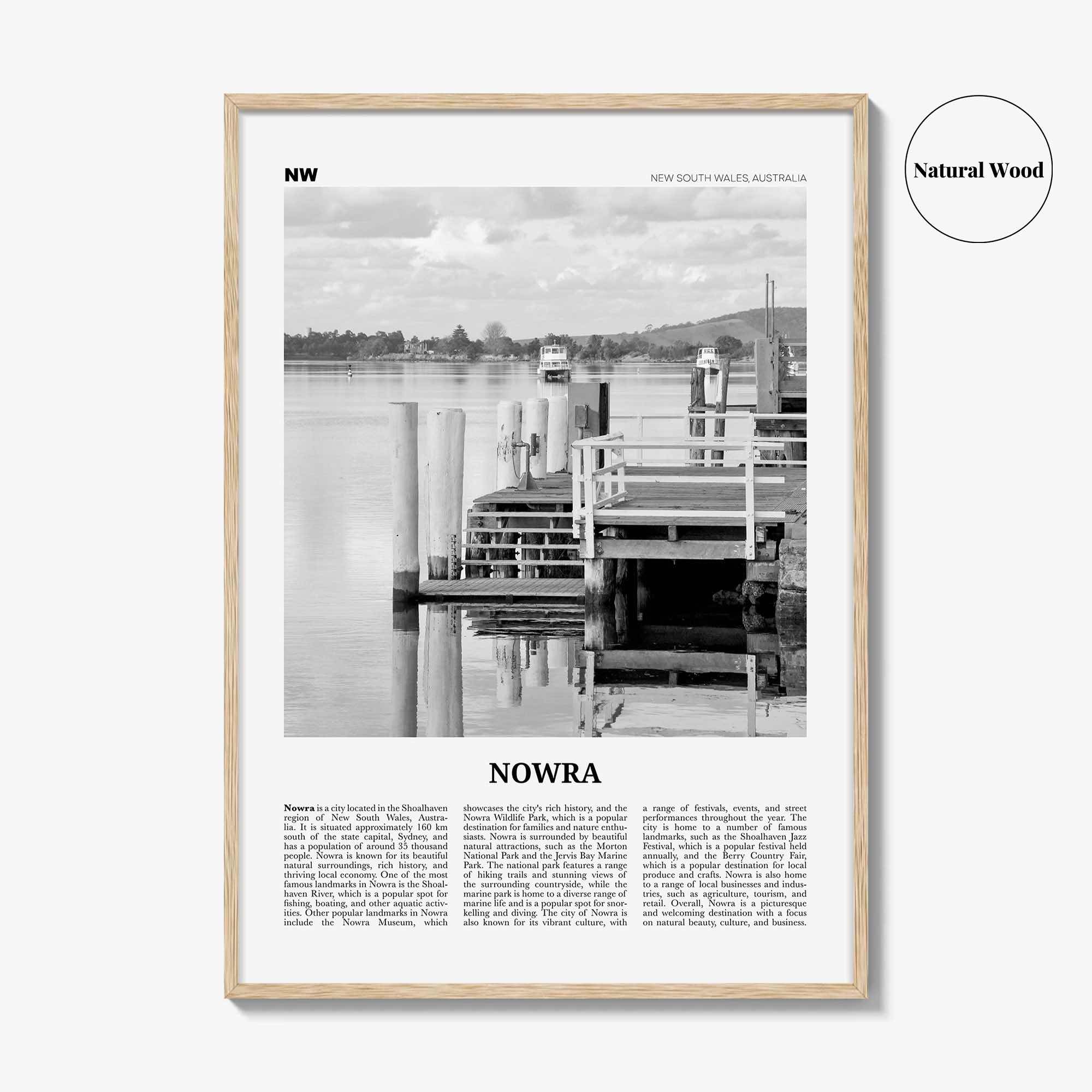 Nowra Print Black and White, Nowra Wall Art, Nowra Poster, Nowra Photo, Nowra Wall Décor, Nowra Map, Australia