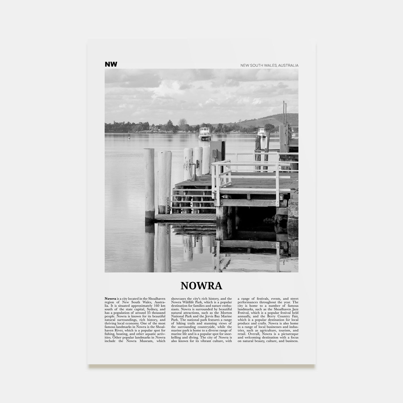 Nowra Travel B&W Poster