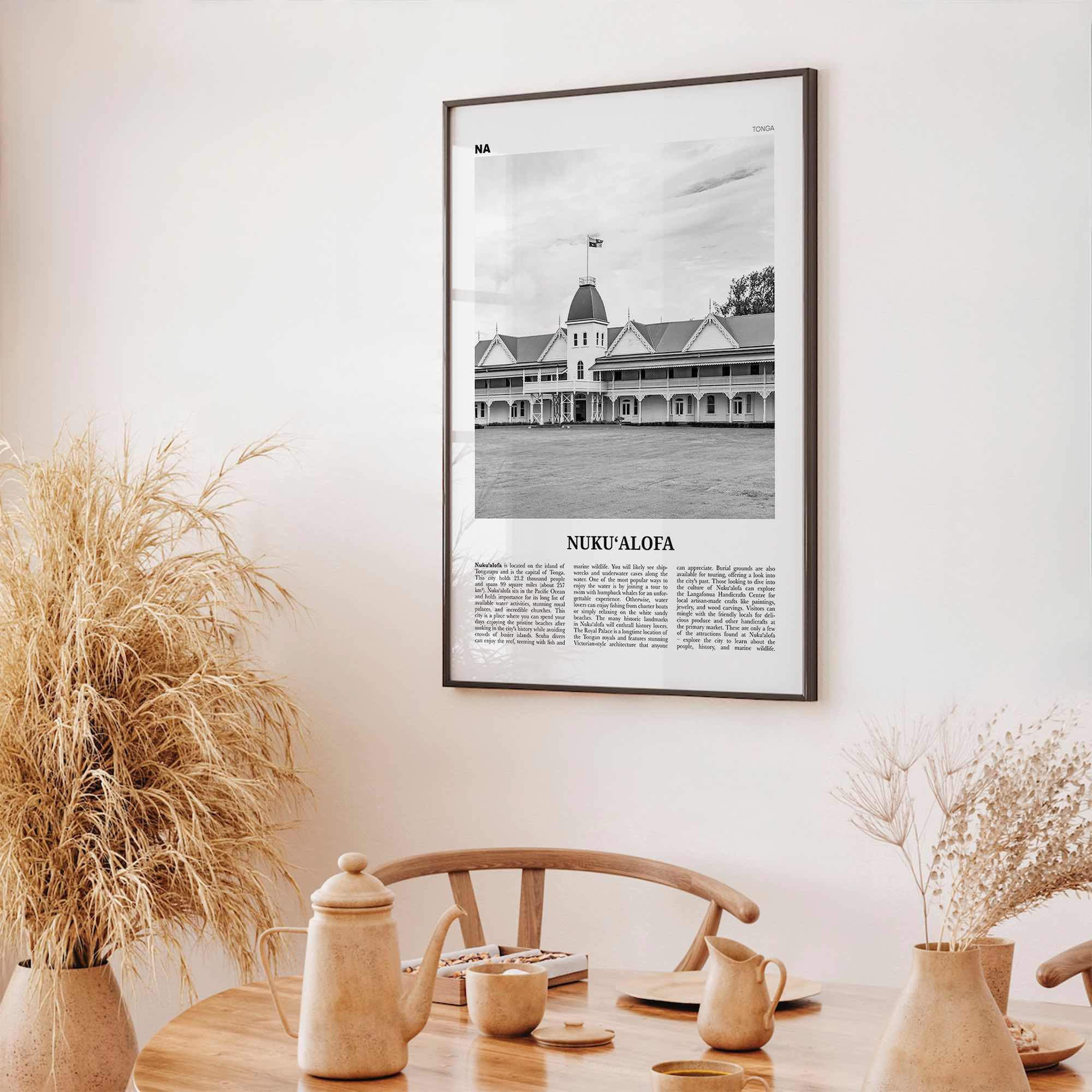 Nukualofa Print Black and White, Nukualofa Wall Art, Nukualofa Poster, Nukualofa Photo, Nukualofa Wall Décor, Nukualofa Map, Tonga
