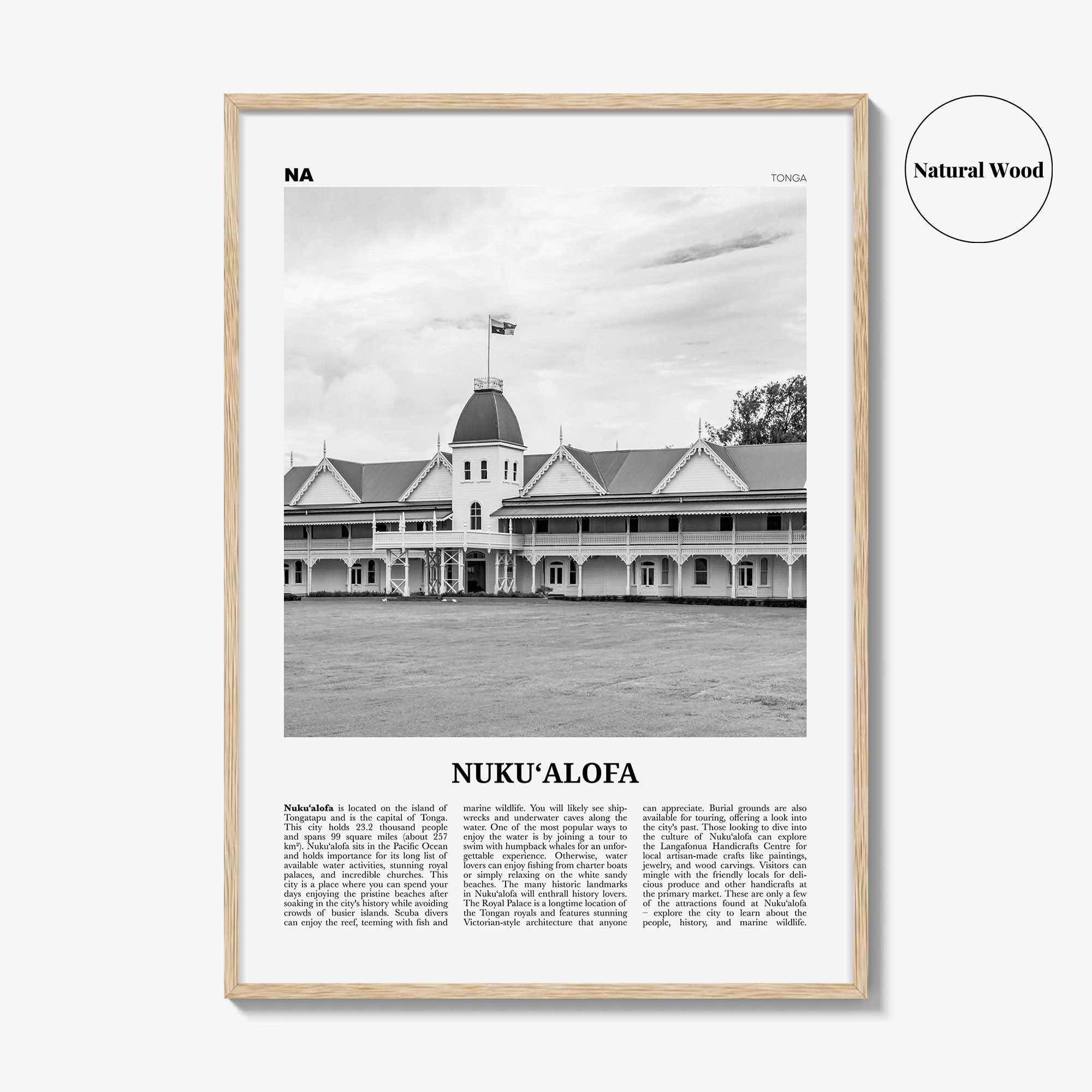 Nukualofa Print Black and White, Nukualofa Wall Art, Nukualofa Poster, Nukualofa Photo, Nukualofa Wall Décor, Nukualofa Map, Tonga