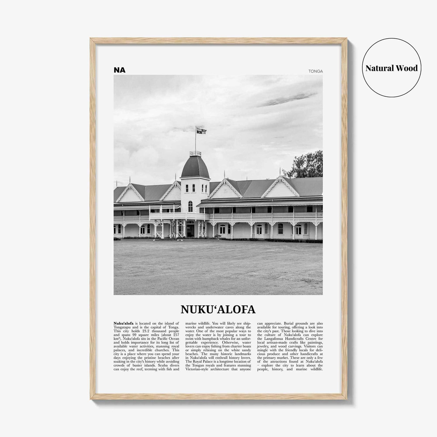 Nukualofa Print Black and White, Nukualofa Wall Art, Nukualofa Poster, Nukualofa Photo, Nukualofa Wall Décor, Nukualofa Map, Tonga