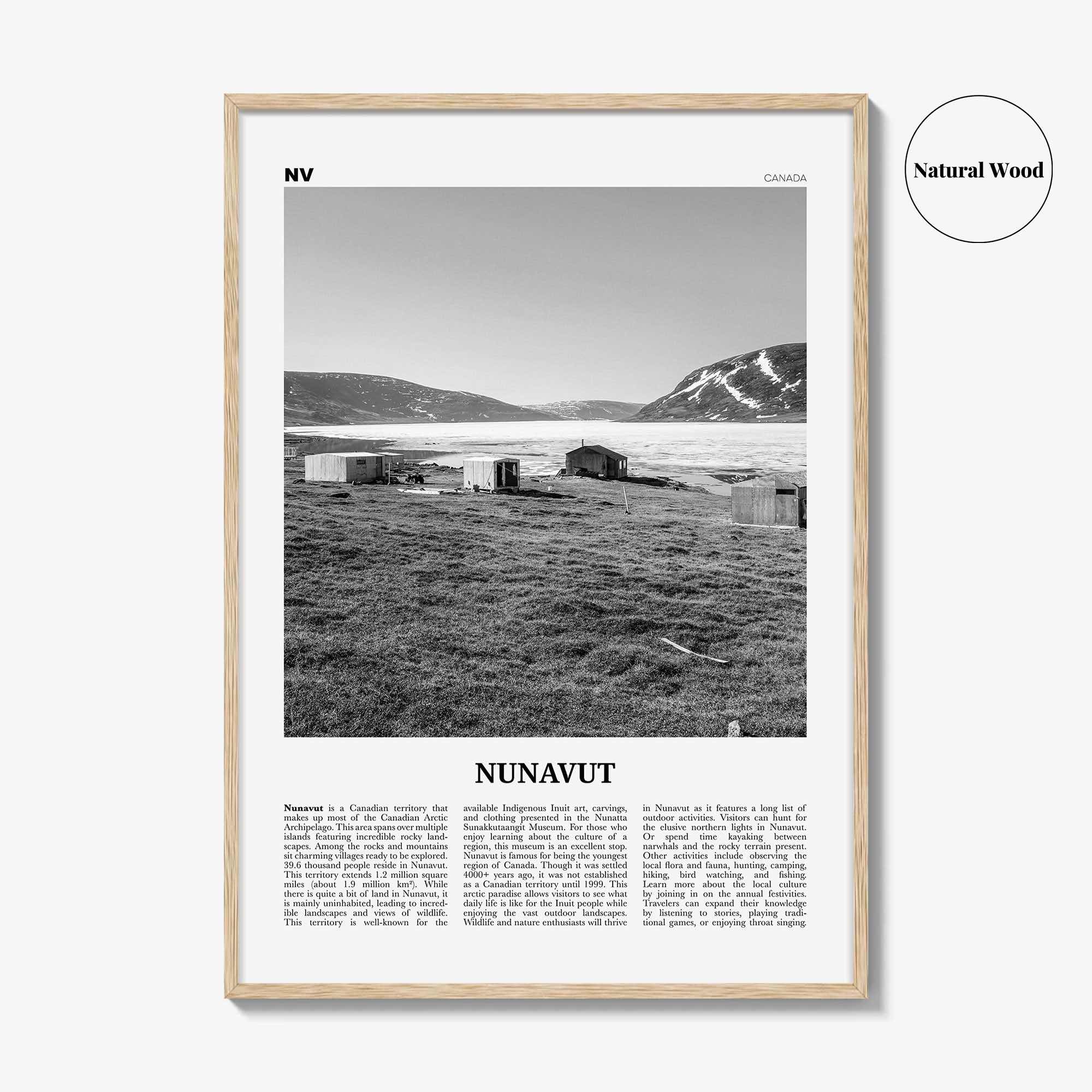 Nunavut Print Black and White, Nunavut Wall Art, Nunavut Poster, Nunavut Photo, Nunavut Wall Décor, Nunavut Map, Canada
