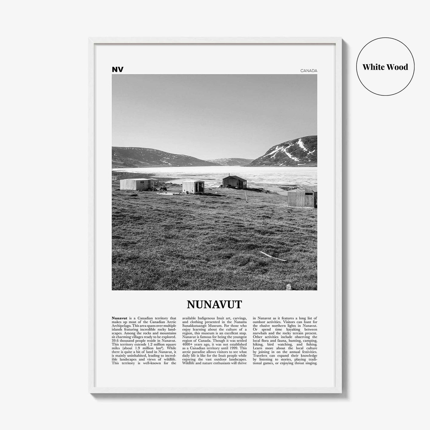 Nunavut Print Black and White, Nunavut Wall Art, Nunavut Poster, Nunavut Photo, Nunavut Wall Décor, Nunavut Map, Canada