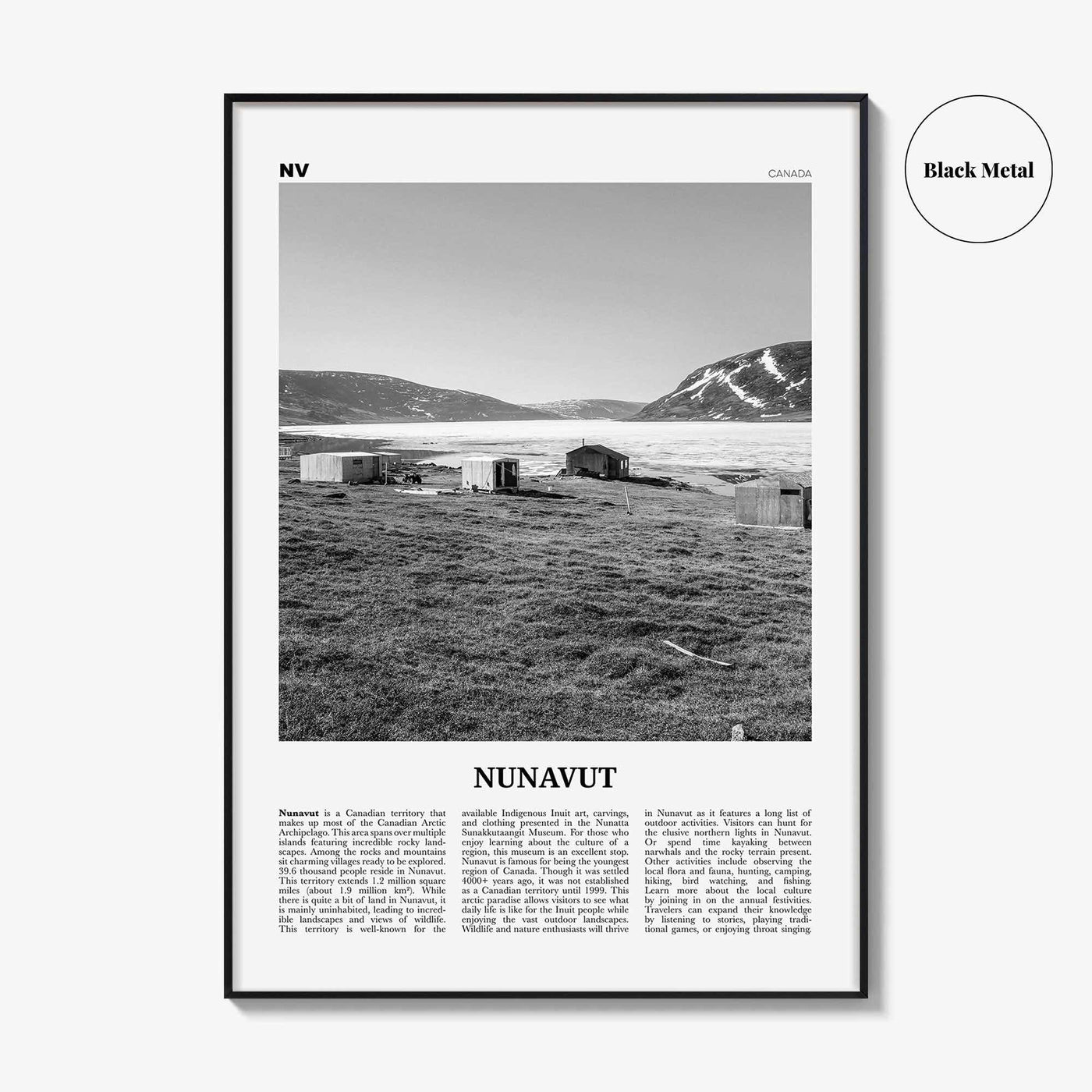 Nunavut Print Black and White, Nunavut Wall Art, Nunavut Poster, Nunavut Photo, Nunavut Wall Décor, Nunavut Map, Canada